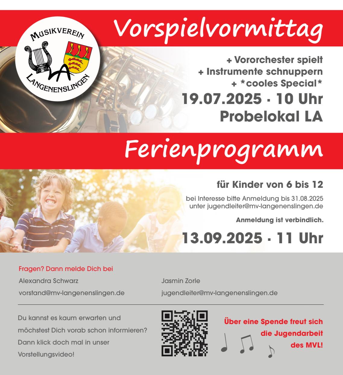Vorspielvormittag und Ferienprogramm